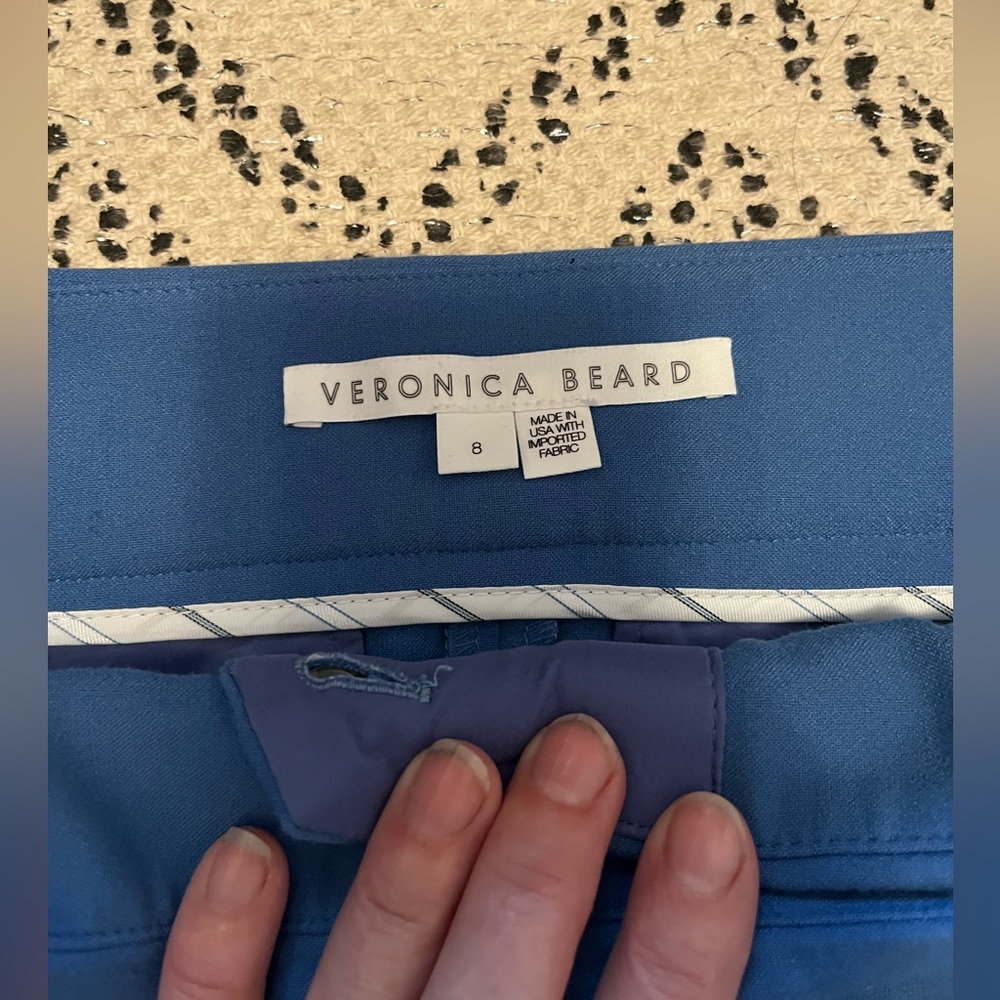 Veronica Beard Renzo Slim-Leg Crop Pants Trousers Bluebell Blue Sz 8 - Picture 5 of 10